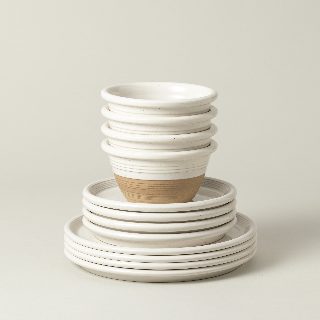 Set 12 Peças de Mesa com Taça Scotia - Vanilla Bege